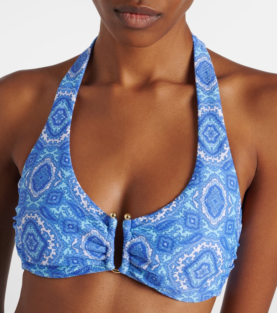 Mykonos printed triangle bikini top