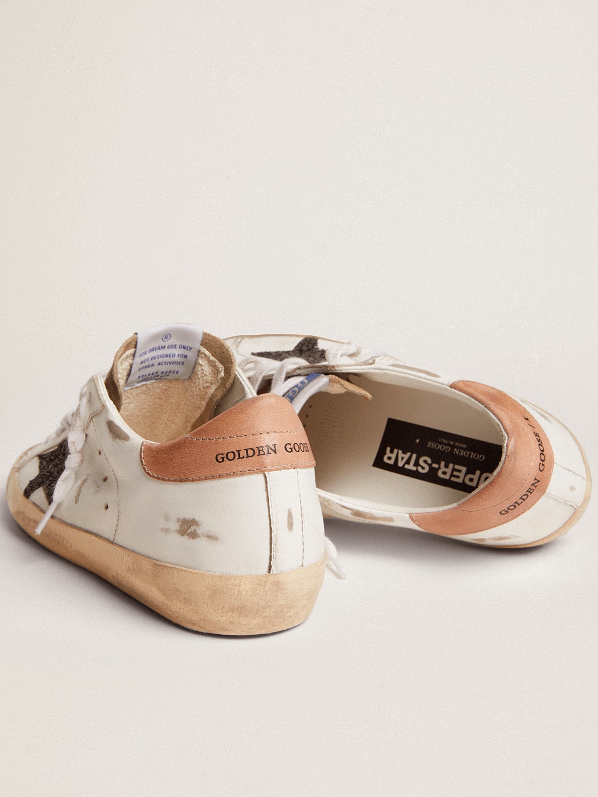 Golden Goose - Women's Super-star With Black Glitter Star And Pink Heel Tab, Woman