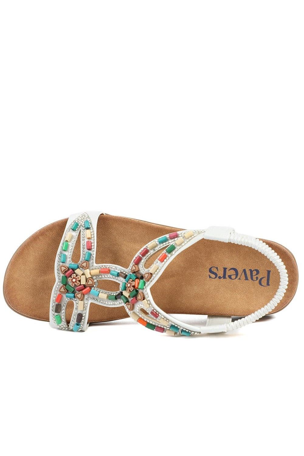 Pavers Women's Elasticated Embellished Slingback Sandals in White