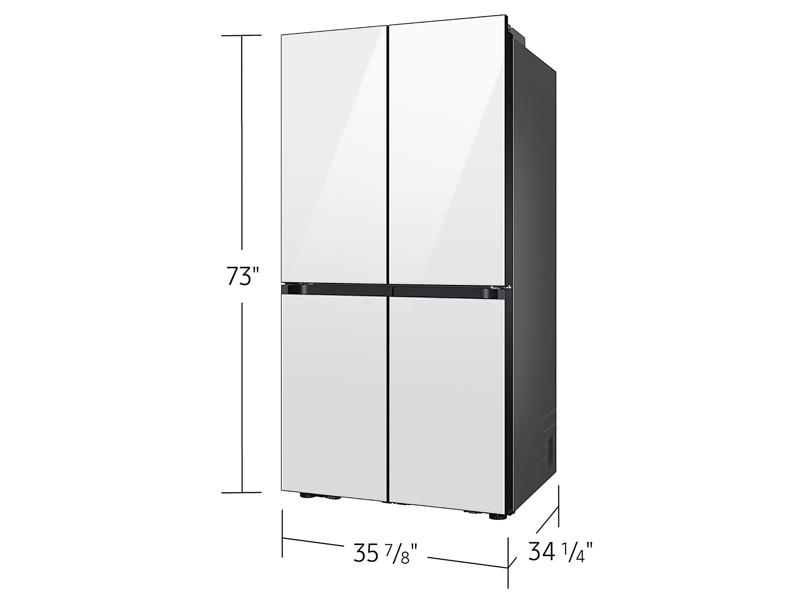 Bespoke 4-Door Flex™ Refrigerator (29 cu. ft.) with Beverage Center™ in White Glass - (with Customizable Door Panel Colors)