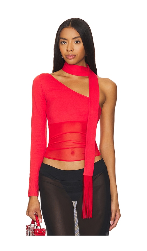 NIIHAI Asymmetric Neck Tie Top in Red. -  XS also in M