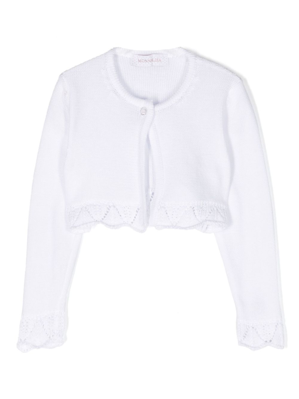 Lace-trim cropped cardigan - Pink