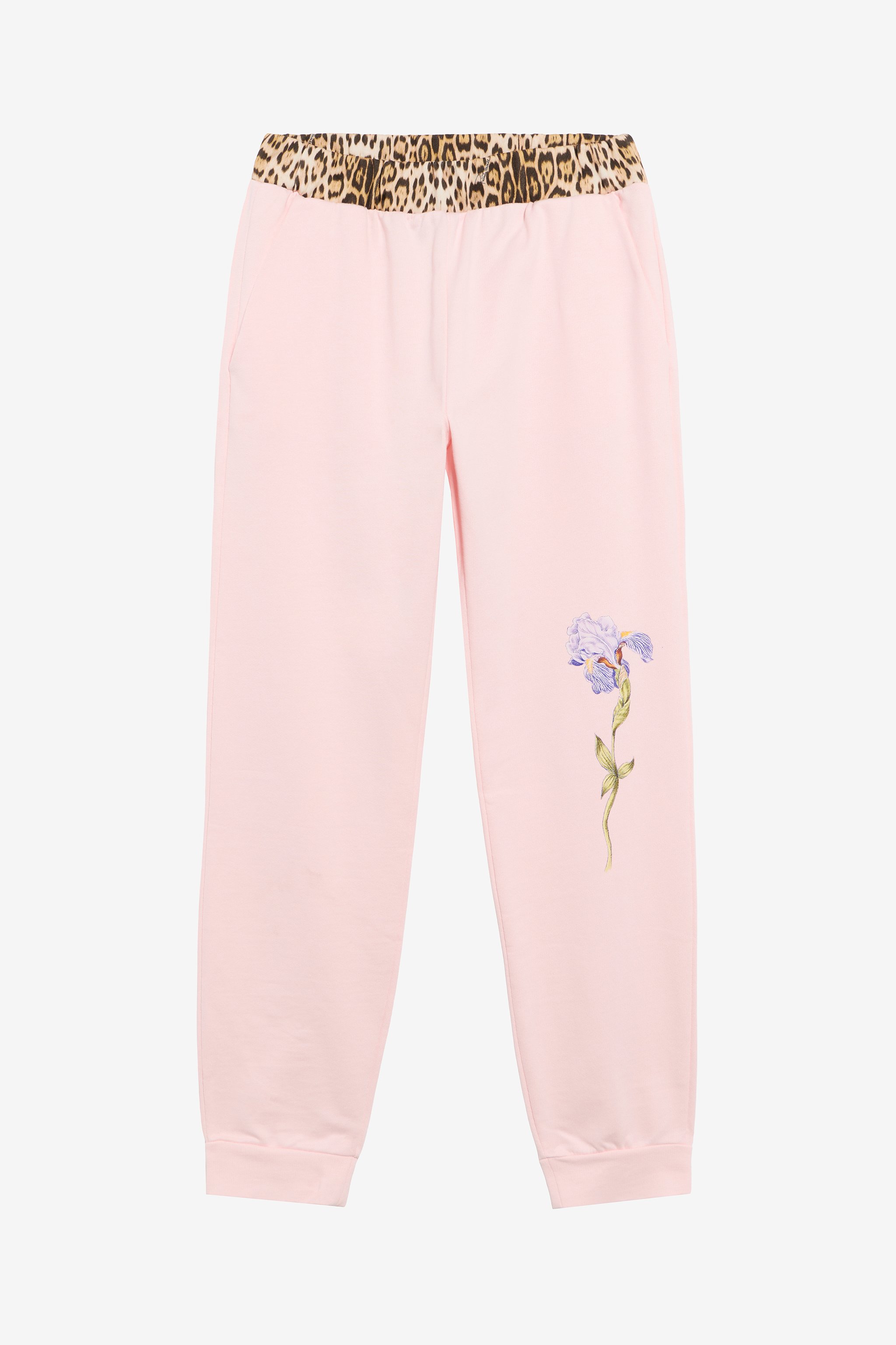 Pink Joggers With Leopard Waistband