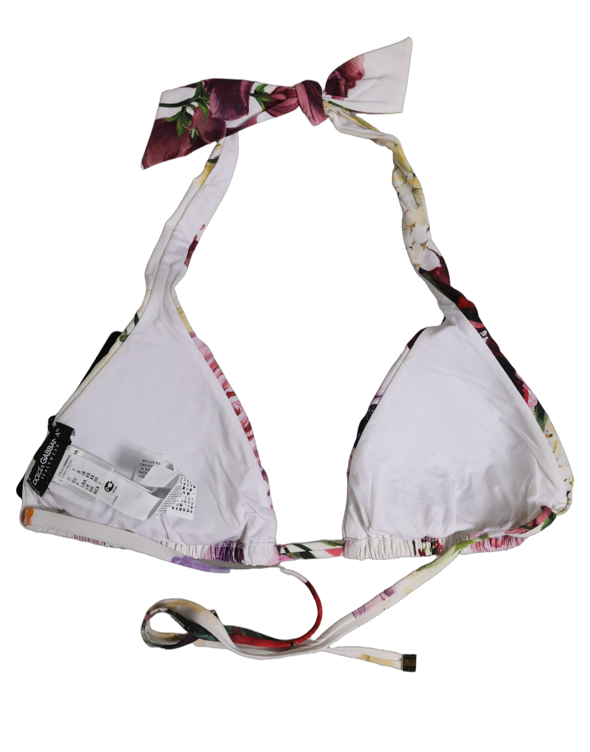 Floral Print Triangle Bikini Top — White