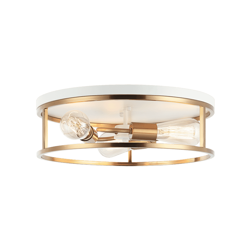 Matteo Clarke 3-Light Ceiling Light In White With Aged Gold Bra