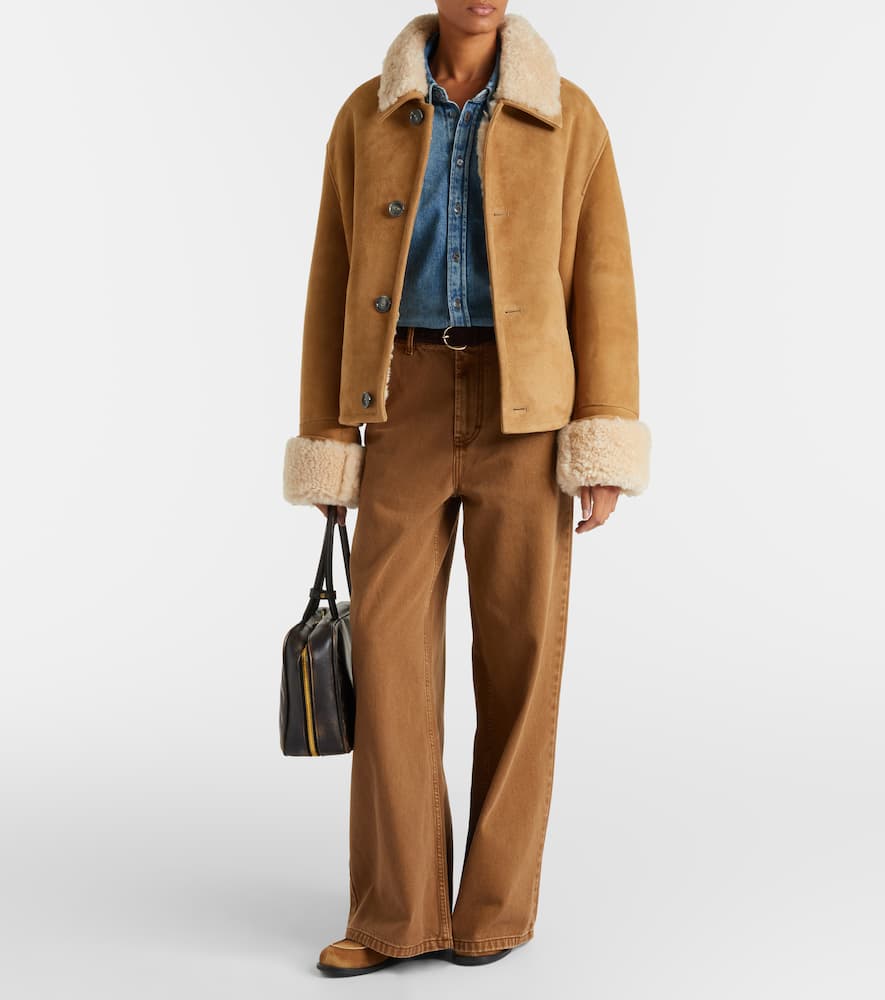 Shearling-trimmed suede jacket
