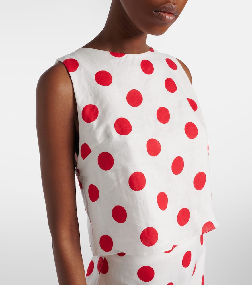 Avelino polka-dot linen crop top