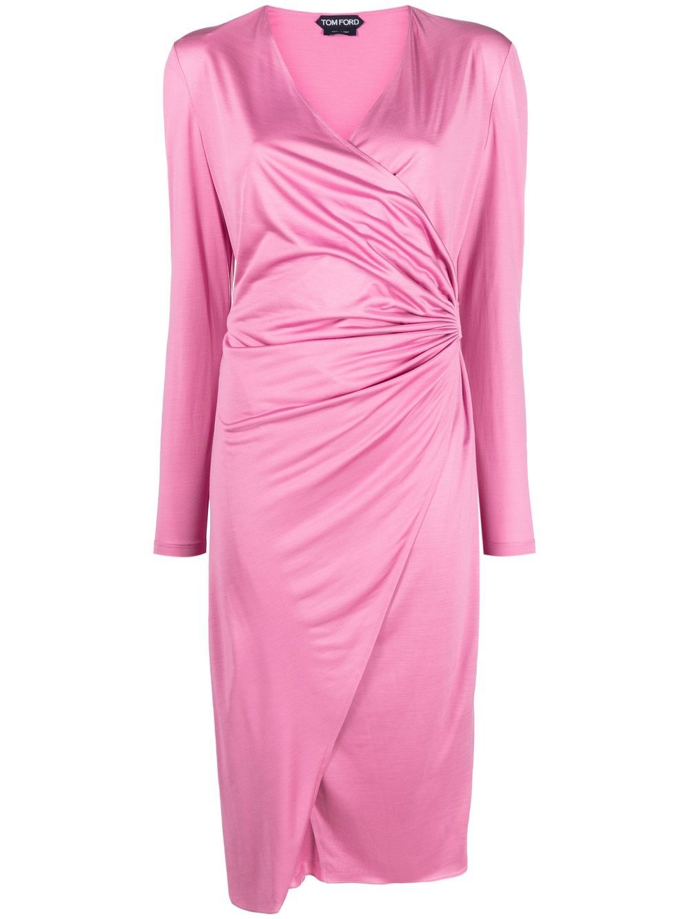Ruched wrap midi dress - Pink