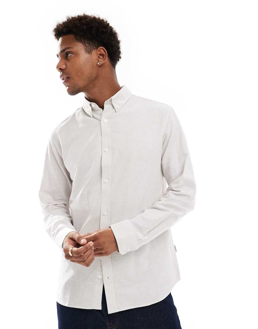 Oxford shirt in beige stripe-Neutral
