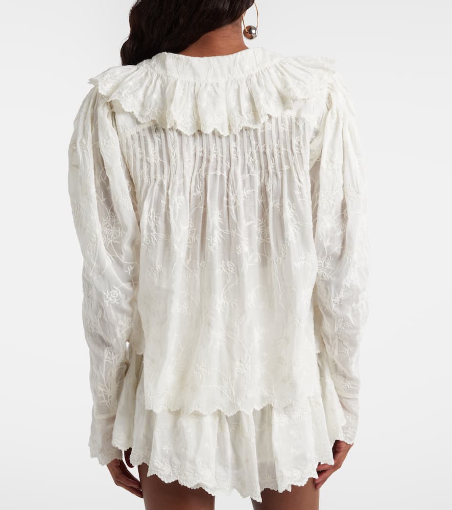 Zelly embroidered cotton and silk blouse