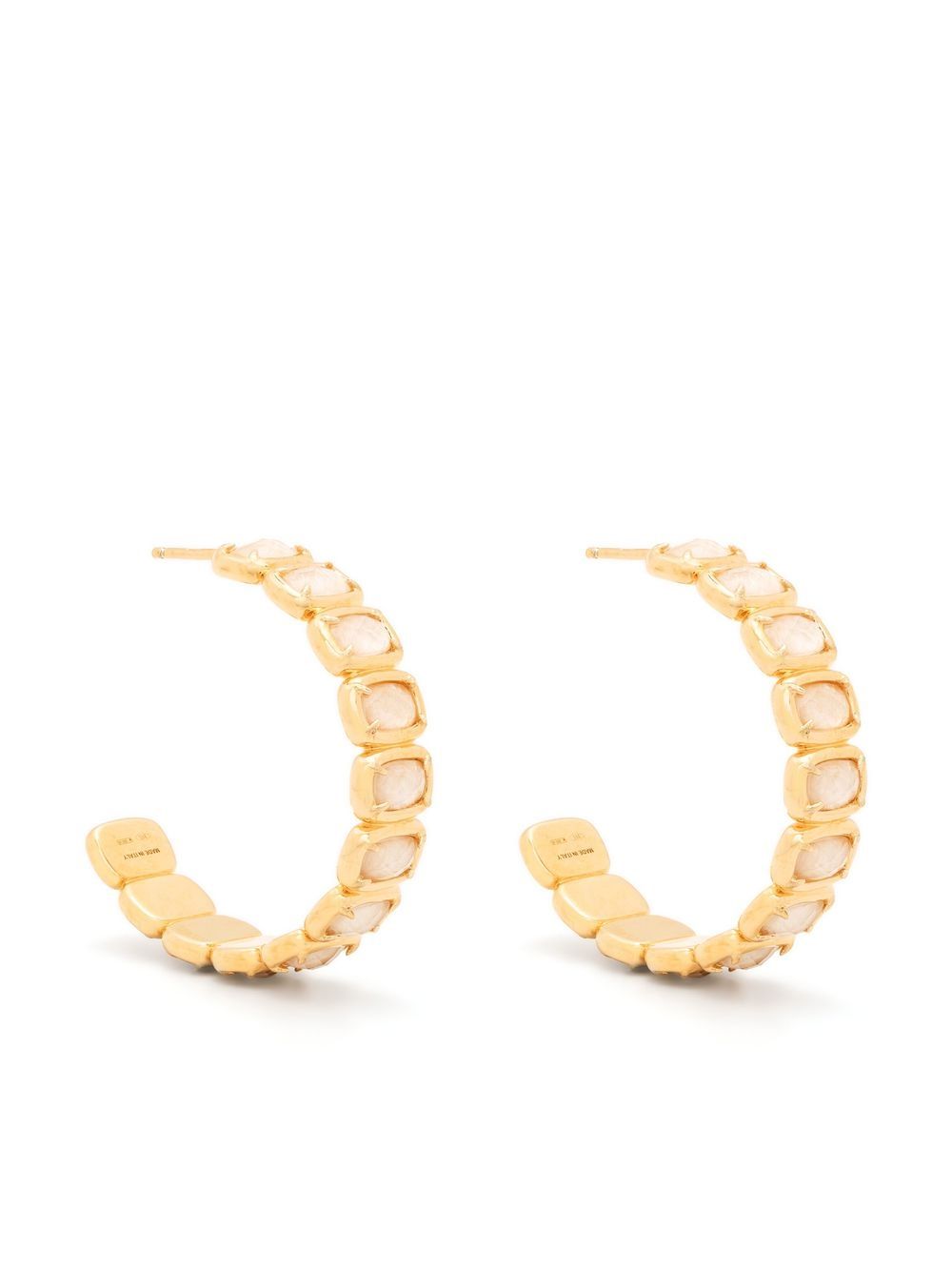 Faceted-embellished hoop earrings - Gold