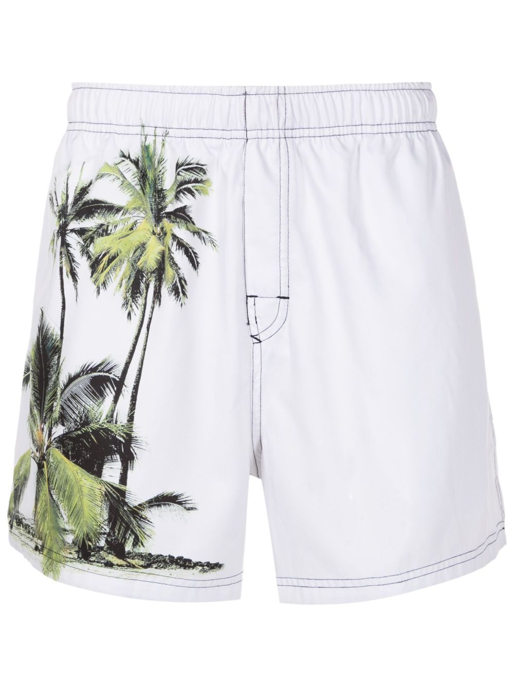 Palm tree-print thigh-length swim shorts - Neutrals