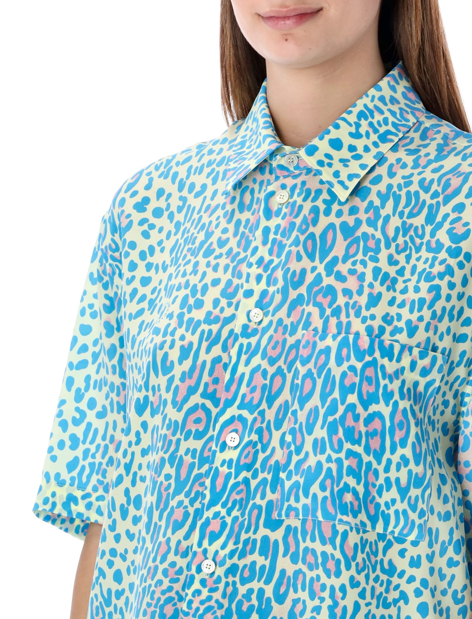 Leopard print short-sleeve shirt