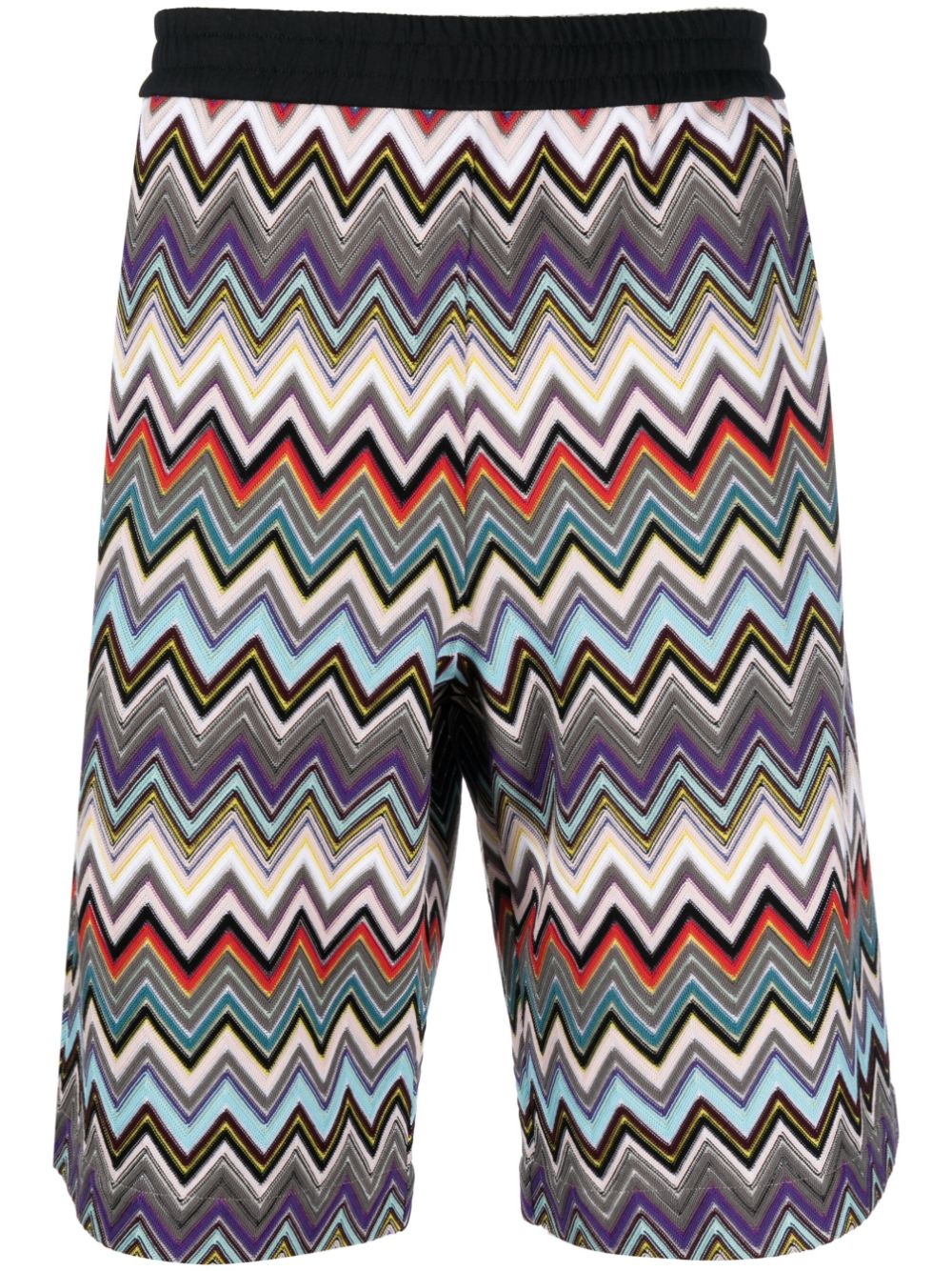 Zigzag-woven Bermuda shorts - Black