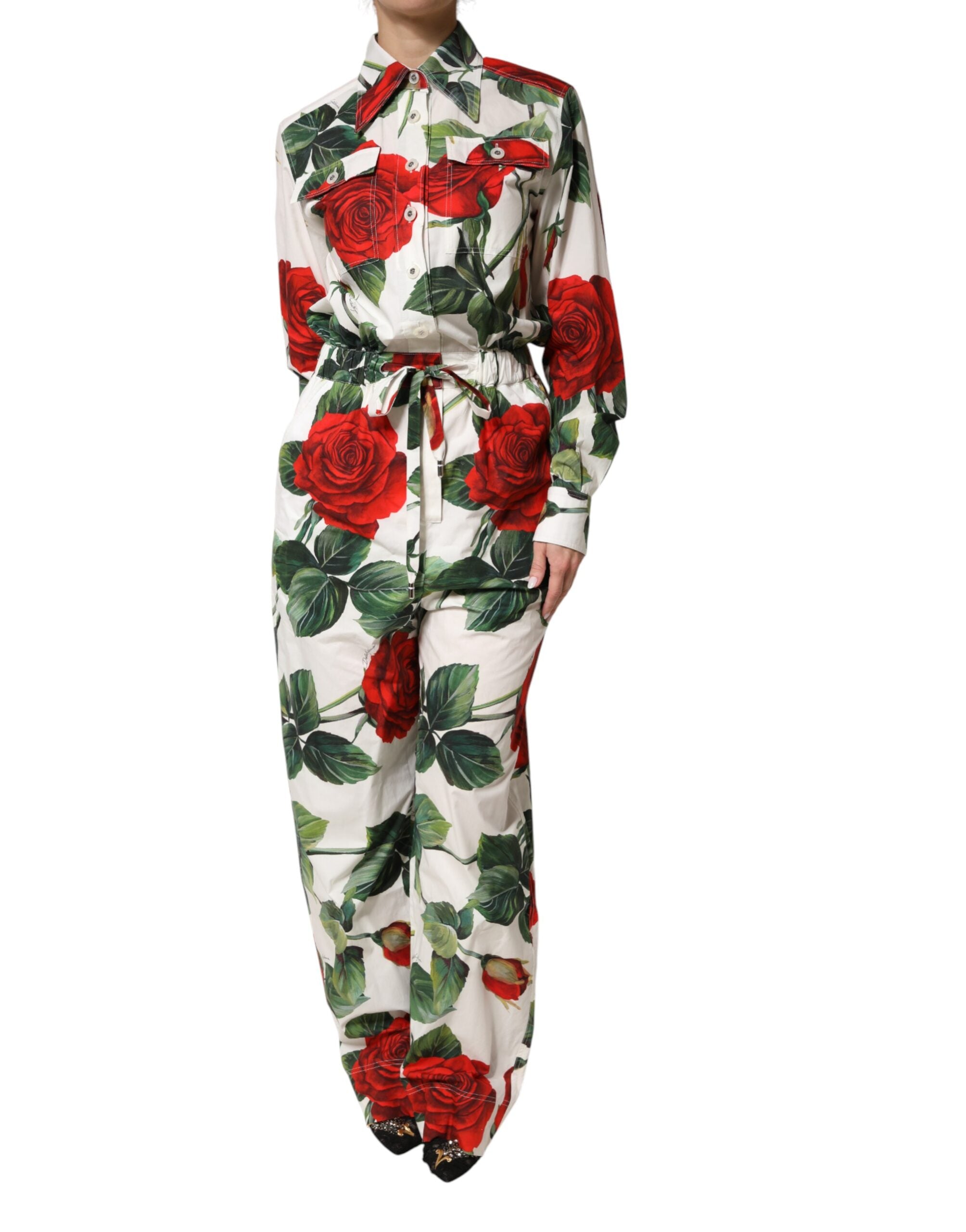 Floral-Print Cotton Dress — White