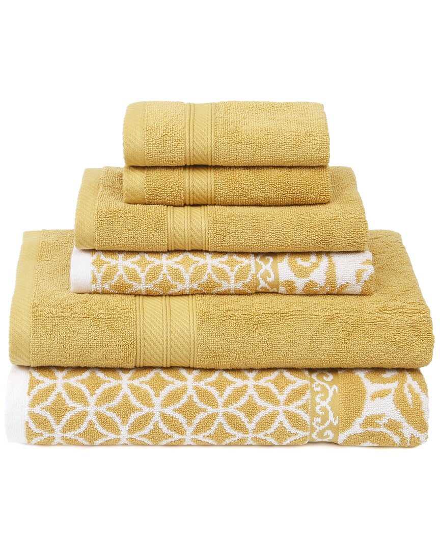 Modern Threads 6pc Reversible Yarn Dyed Jacquard Towel Set