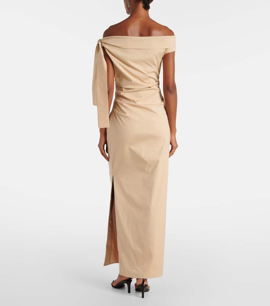 Dahlia off-shoulder cotton-blend gown