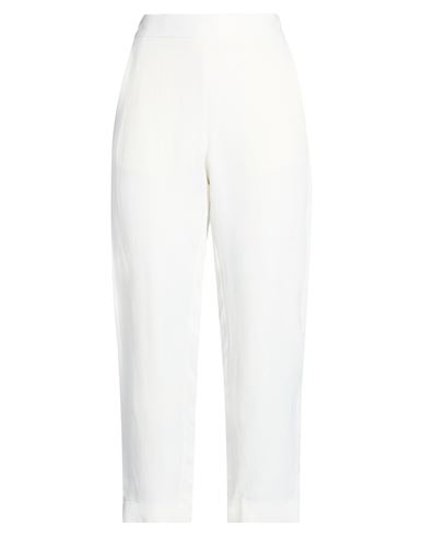 Woman Pants White Size 12 Viscose, Linen