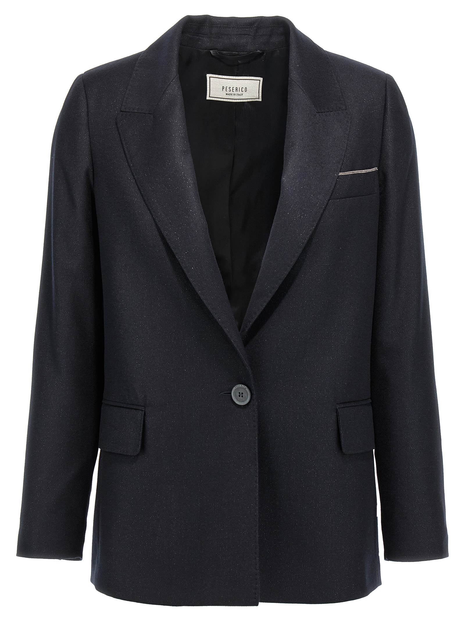 Lurex Single-Breasted Blazer Blazer And Suits Blue