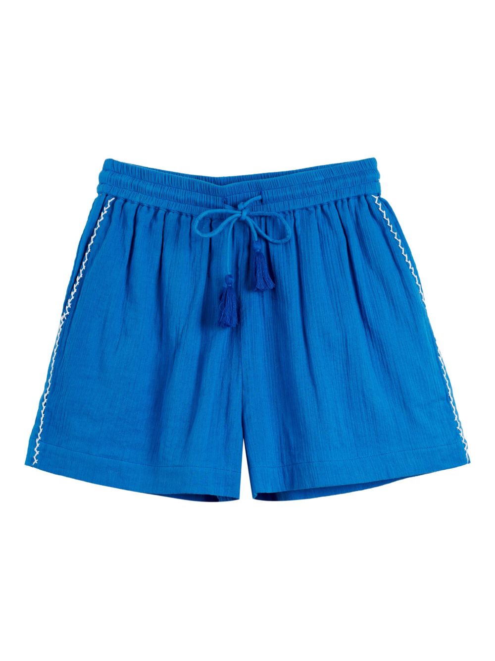 Drawstring embroidered shorts - Blue
