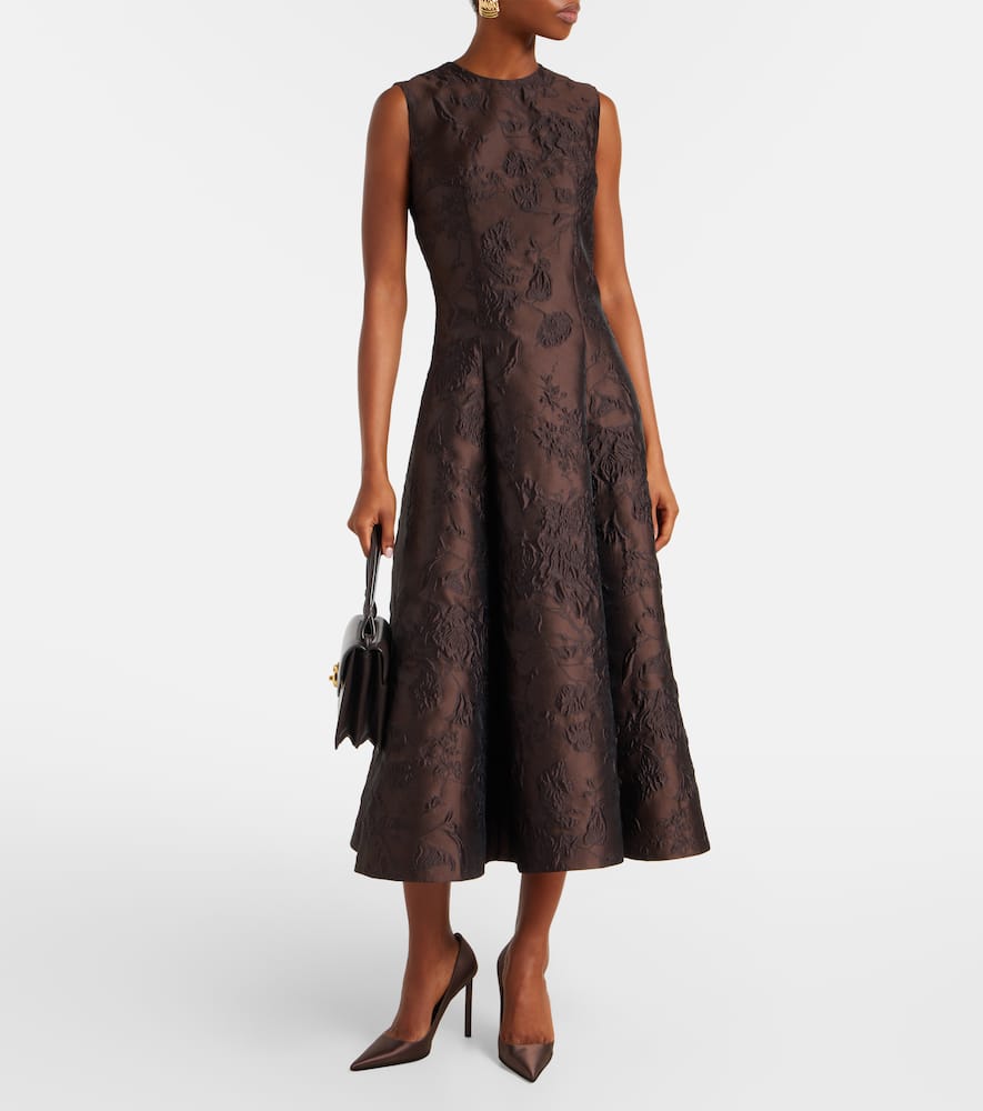 Flared embroidered midi dress