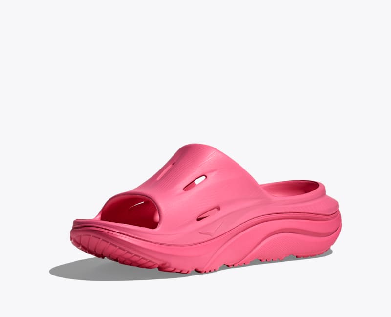 HOKA ORA Recovery Slide 3 Shoes in Neon Rose/Neon Rose