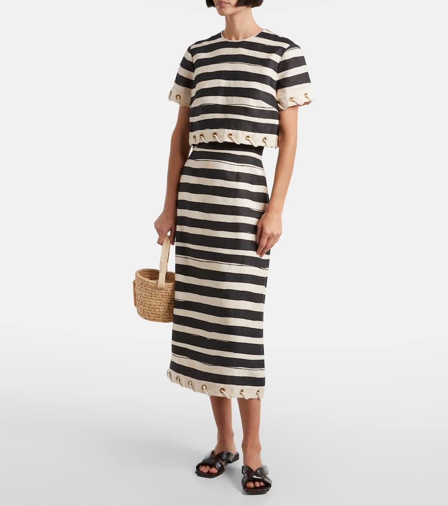 Rebellion striped linen crop top
