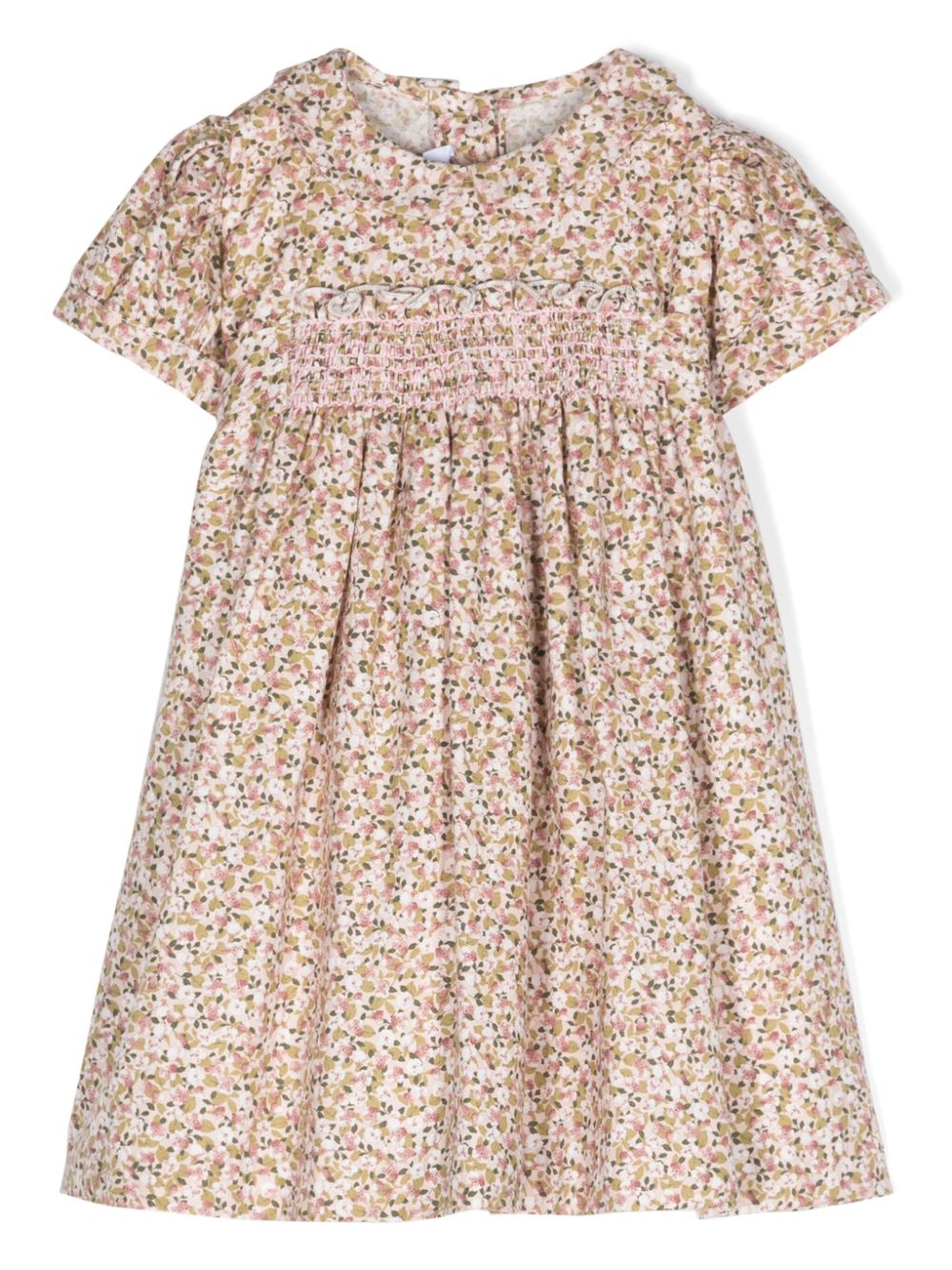 Floral-jacquard belted cotton dress - Pink