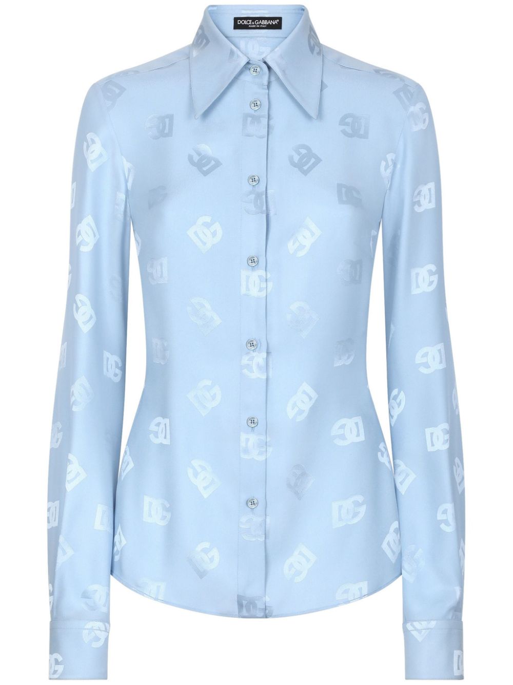 Monogram-jacquard silk shirt - Blue