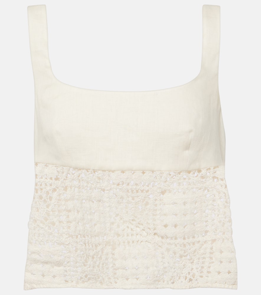 Rayure linen crop top