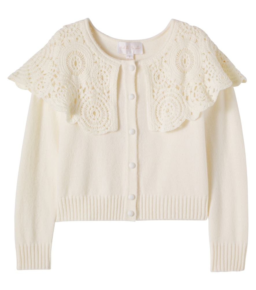 Crochet-trimmed cotton-blend cardigan