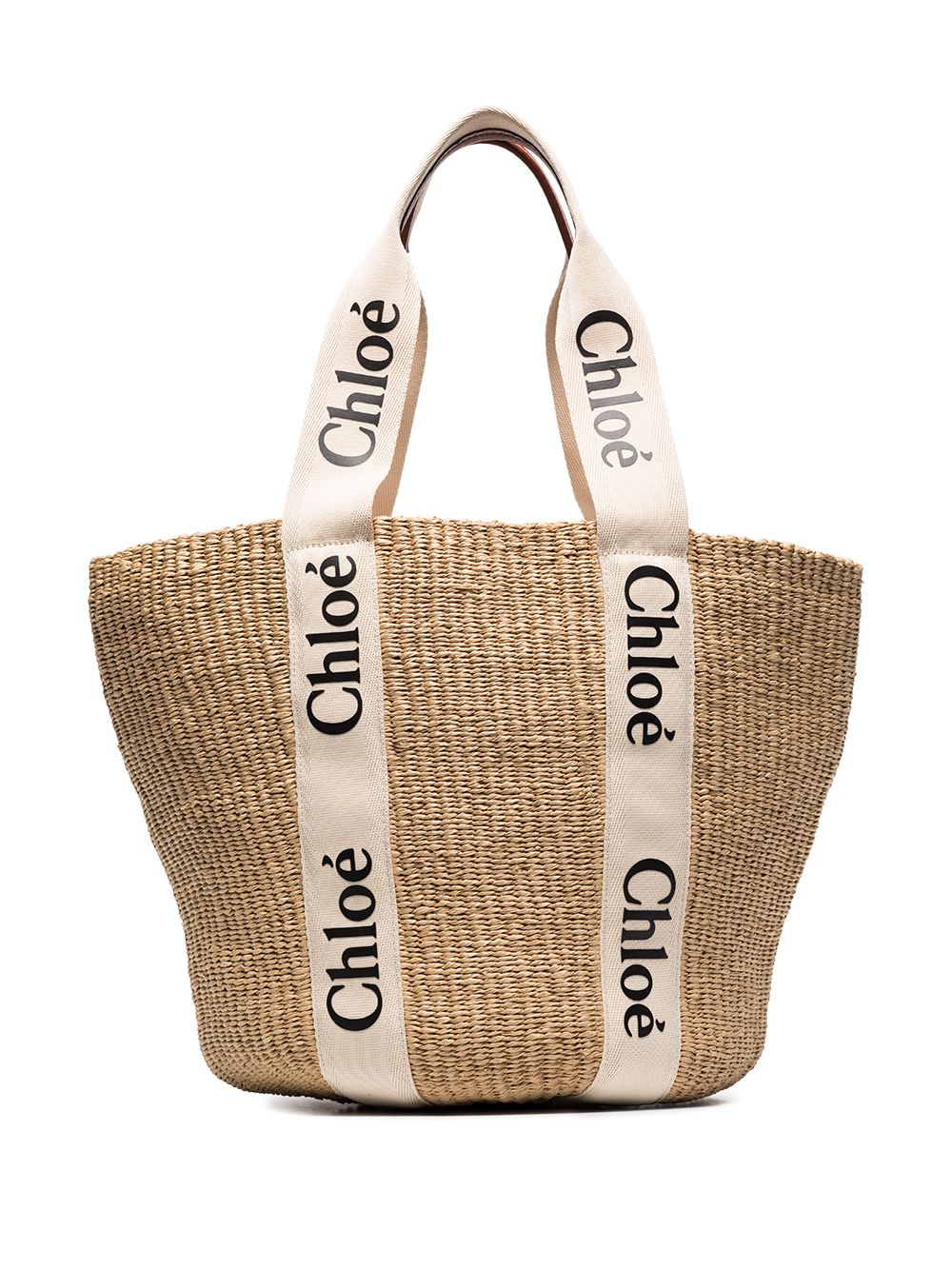 Large Woody logo-strap tote bag - Neutrals