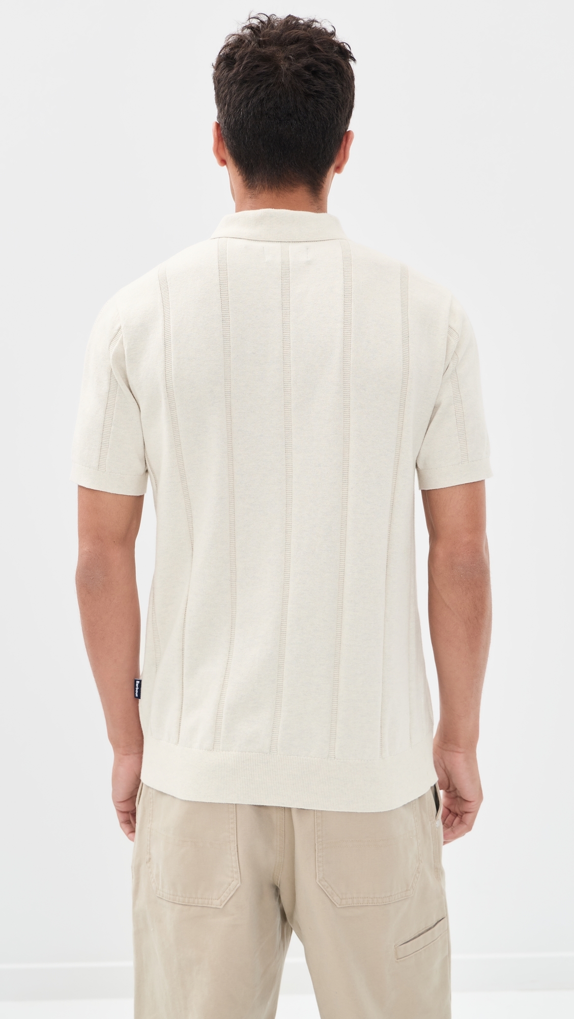 Wellburn Knitted Polo Shirt Oatmeal