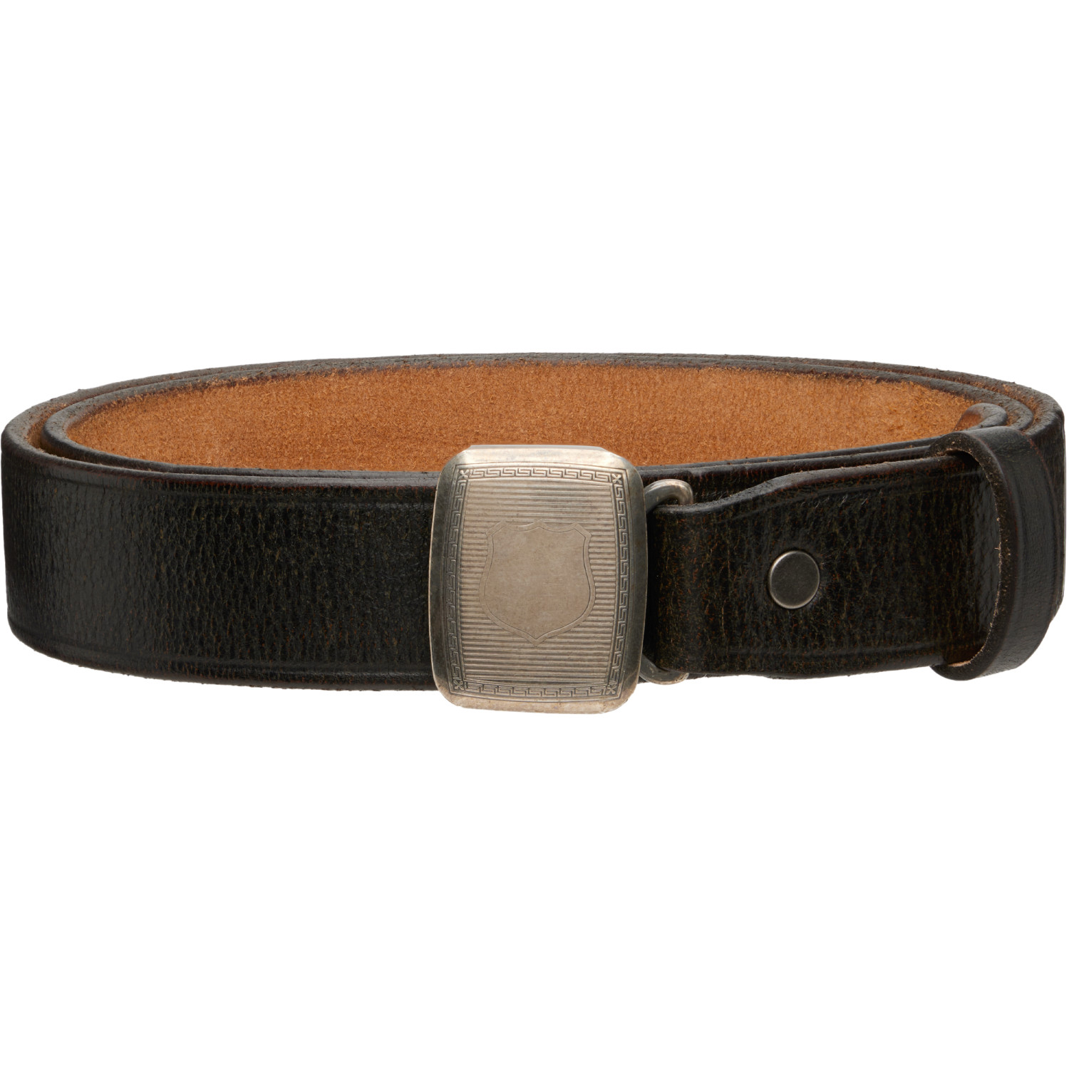 Black Slider-Buckle Leather Belt