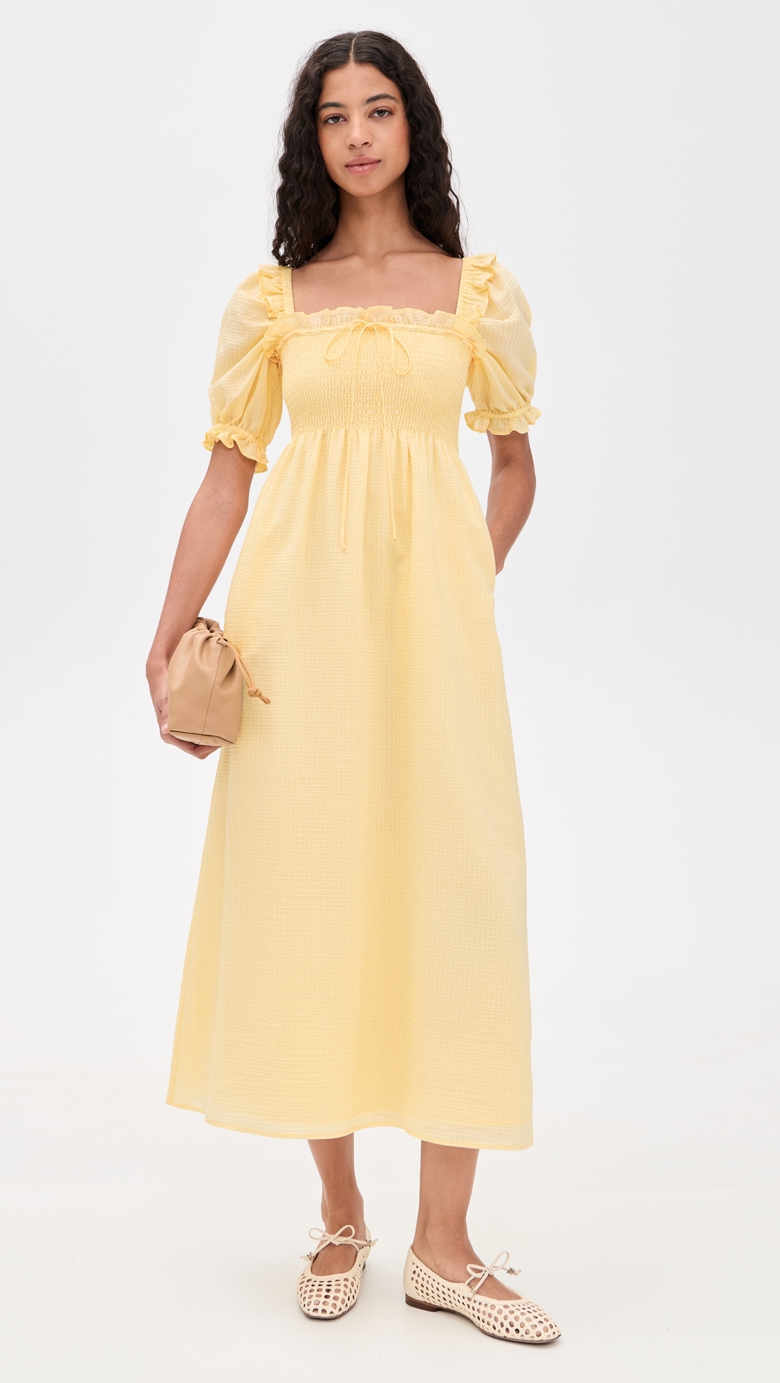 The Scarlett Midi Nap Dress Butter Yellow