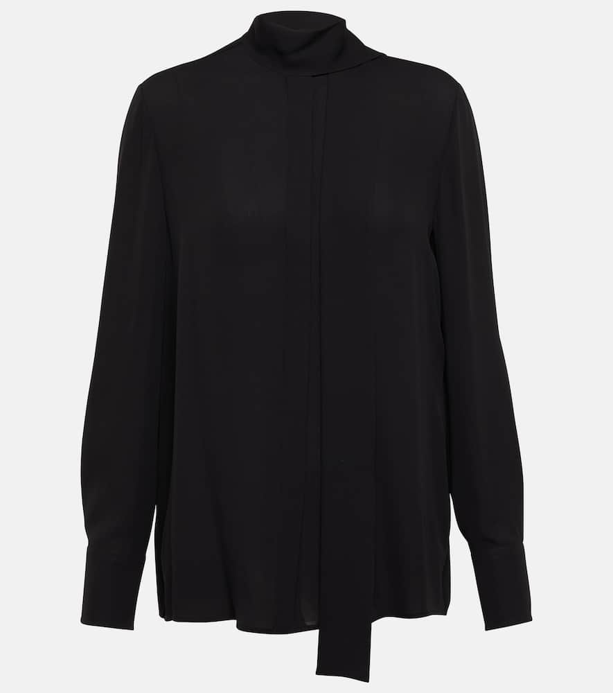 Tie-neck silk georgette blouse