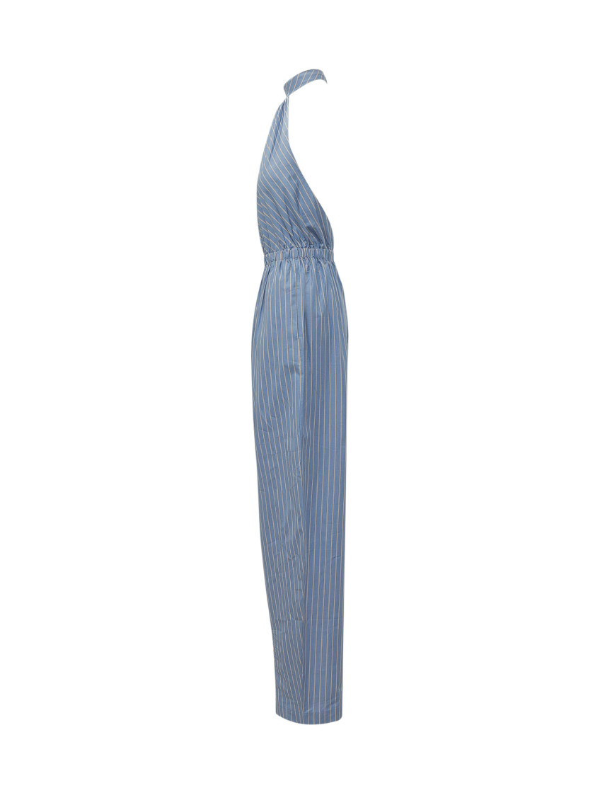 Blue Stripes Halter Neck Jumpsuit