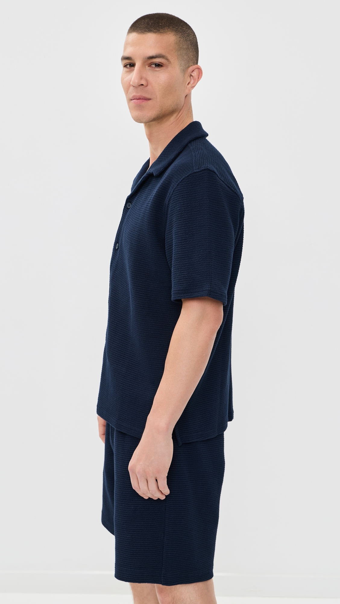 Clayland Textured Interlock Shirt Navy