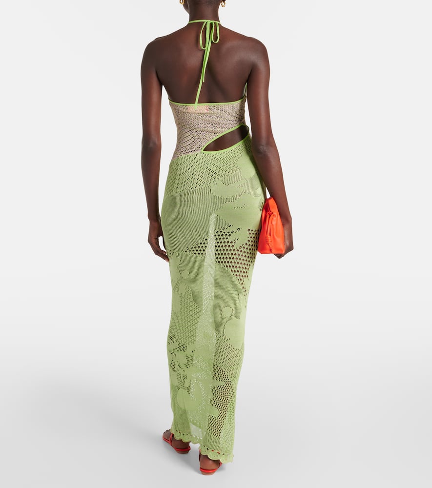 Natalie halterneck cotton-blend maxi dress