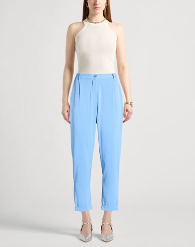 Woman Pants Sky blue Size L Polyester