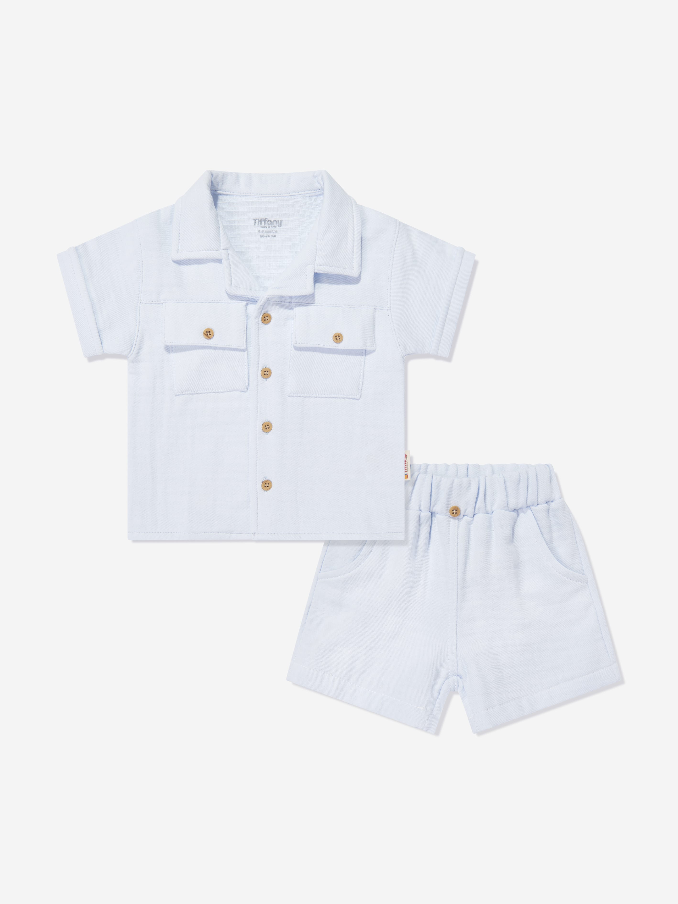Baby Boys Linen Breeze Shirt and Shorts Set in Blue