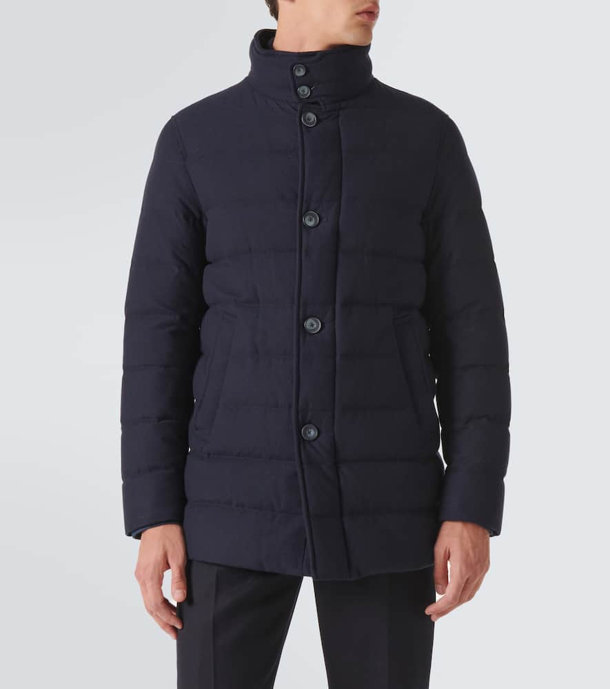 Paneled cashmere-blend down jacket