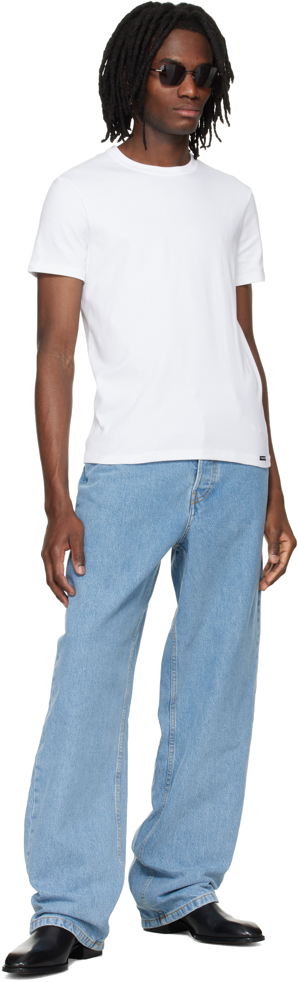 White Cotton Crewneck T-shirt