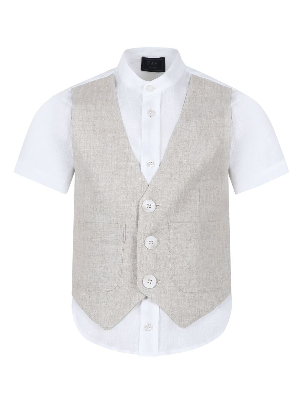 Waistcoat-panel linen shirt - White
