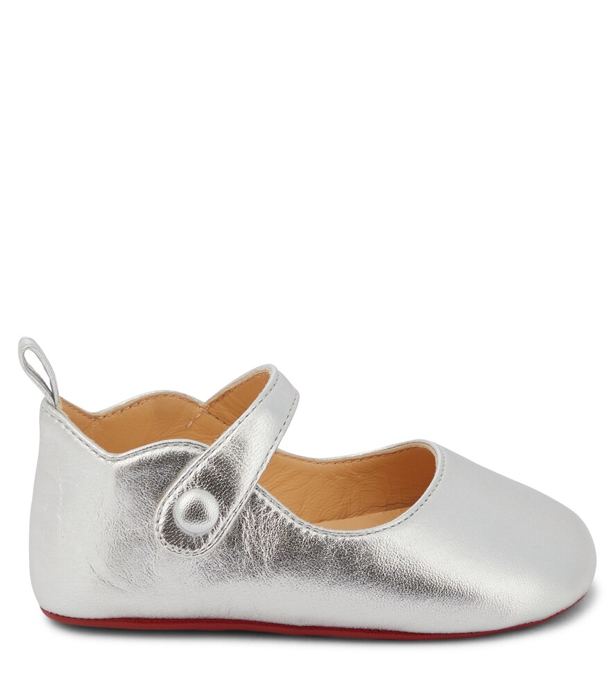 Christian Louboutin Kids Baby Love Chick metallic leather ballet flats