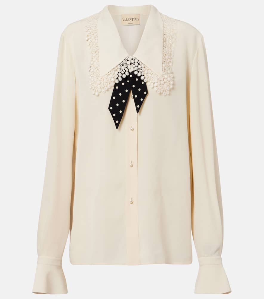 Ruffled silk crêpe de chine blouse