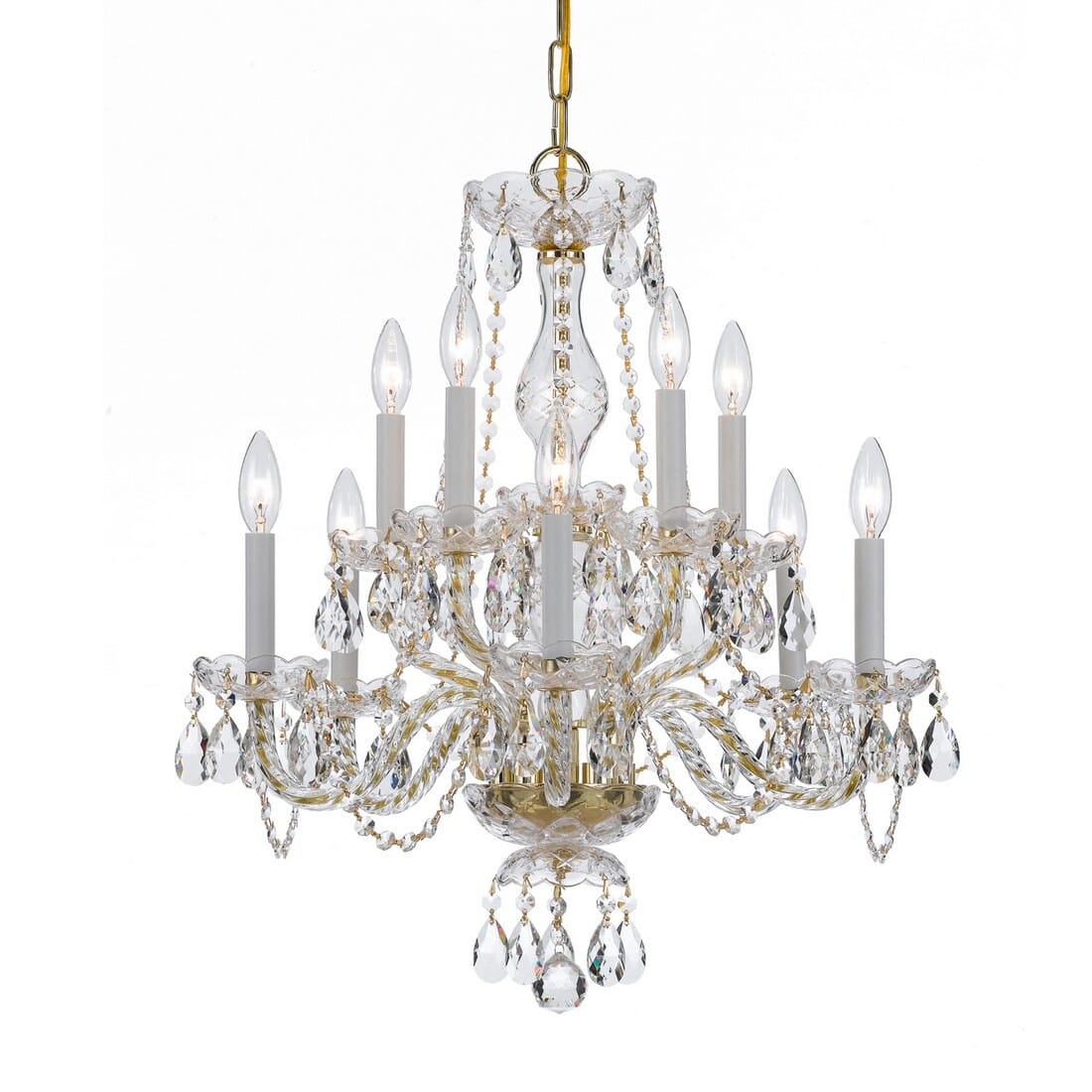 Traditional Crystal 10-Light 25" Traditional Chandelier in Polished Brass with Clear Hand Cut Crysta