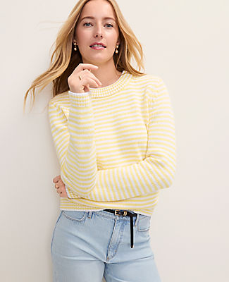 Ann Taylor Weekend Striped Crew Neck Sweater