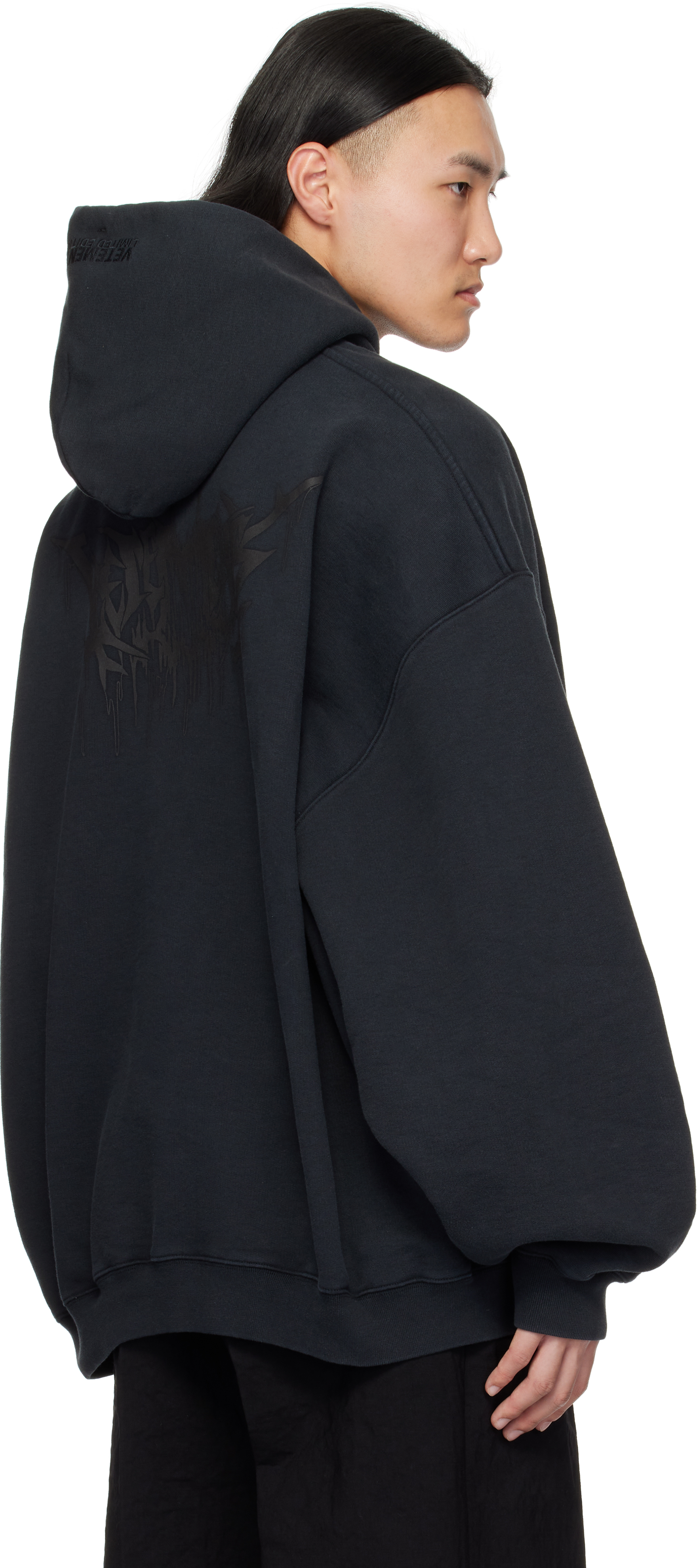 VETEMENTS Black Drip Metal Oversized Hoodie