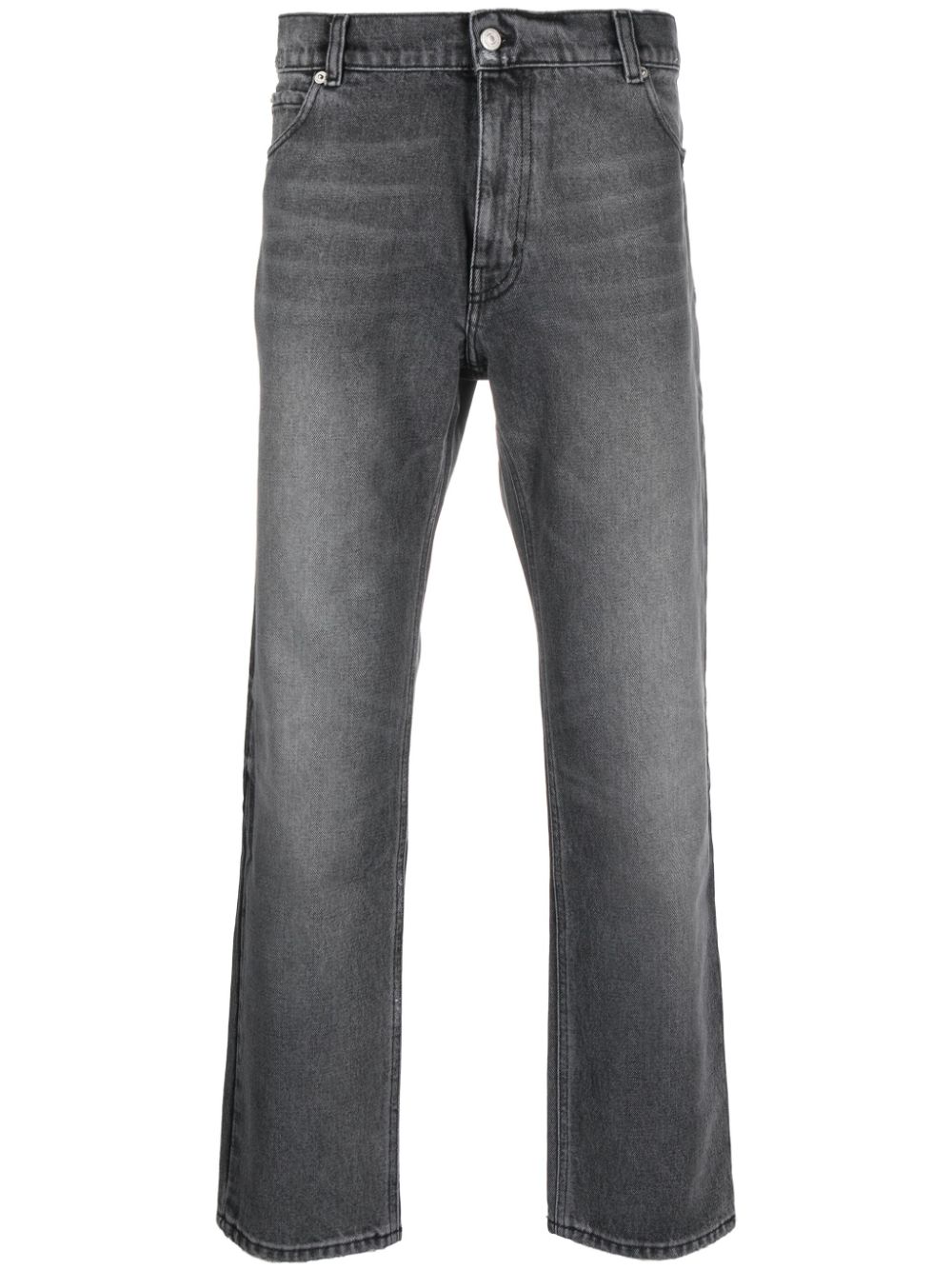 Logo-embroidered mid-rise straight-leg jeans - Grey